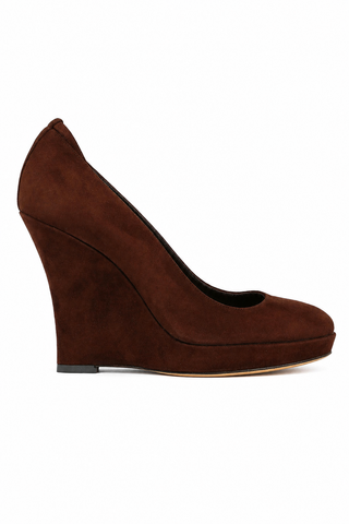 Gucci Women's Designer Shoes Brown Suede Wedge Heel 163342 (GGW1548)