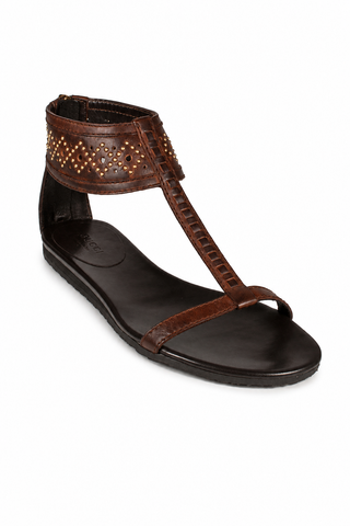 Gucci Women's Designer Shoes Designer Leather T-Strap Sandals Brown(KGGW2706)
