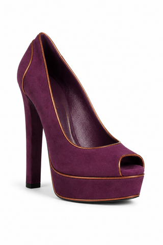 Gucci Women's Designer Shoes Huston Open Toe Suede Pumps (GGW3014)