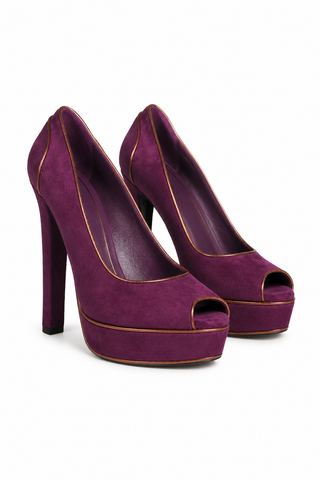 Gucci Women's Designer Shoes Huston Open Toe Suede Pumps (GGW3014)