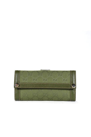 Gucci Women's Wallet GG logo fabric & leather Green 231839