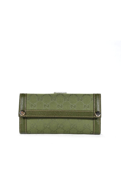 Gucci Women's Wallet GG logo fabric & leather Green 231839 - Dellamoda