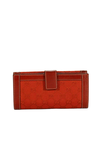 Gucci Women's Wallet Large GG logo fabric & leather Checkbook Red 231839