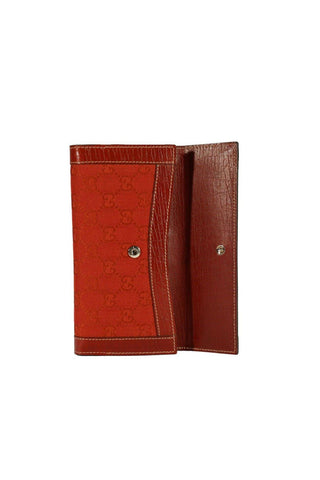 Gucci Women's Wallet Large GG logo fabric & leather Checkbook Red 231839