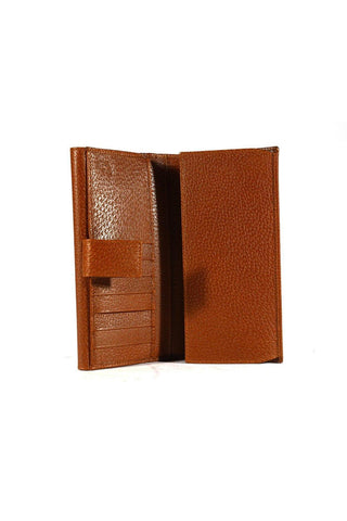 Gucci Women's Wallet Leather Large Check Book Style Brown 231843