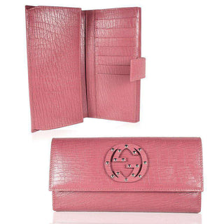 Gucci Designer Wallet Women's leather large check book style Mauve 231843 (GGWAL2505)-AmbrogioShoes