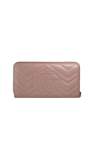 Gucci Women's Wallet Marmort Pink Leather Quilted Wallet 443123