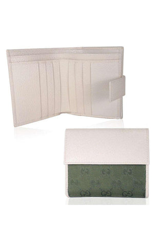 Gucci Women's Wallet short Bi Fold style Green & Beige 143387