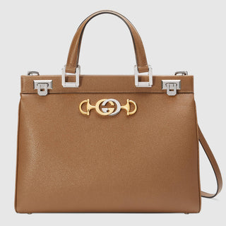 Gucci Zumi Handbag Women's Beige MEDIUM Full Grain Calf-Skin Leather Shoulder Bag (GG2054-B)-AmbrogioShoes