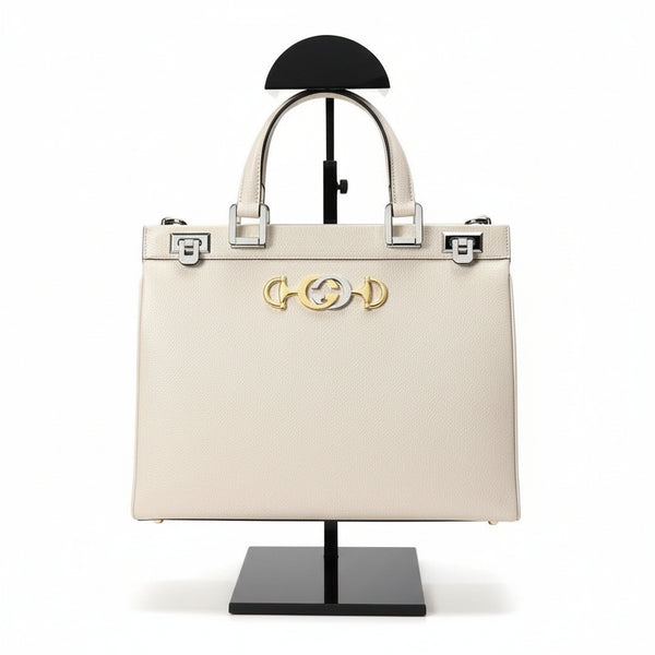 Gucci Zumi Handbag Women's White MEDIUM Full Grain Calf-Skin