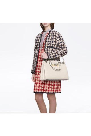 Gucci Zumi Handbag Women's White MEDIUM Full Grain Leather Shoulder Bag (GG2054)