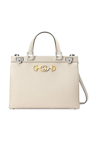 Gucci Zumi Handbag Women's White MEDIUM Full Grain Leather Shoulder Bag (GG2054)