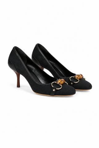 Gucci shoes for women Black GG fabric & leather Pumps 138711 (GGW1572-B)