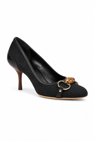 Gucci shoes for women Black GG fabric & leather Pumps 138711 (GGW1572-B)