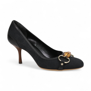Gucci shoes for women Black GG fabric & leather Pumps 138711 (GGW1572-B)