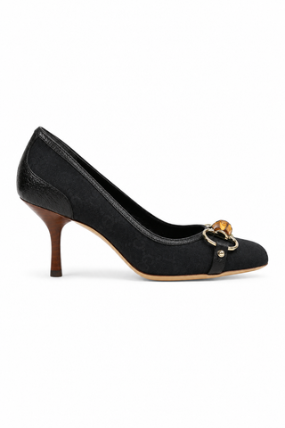 Gucci shoes for women Black GG fabric & leather Pumps 138711 (GGW1572-B)