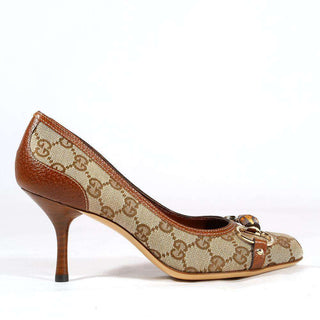 Gucci shoes for women Brown GG fabric & leather Pumps 138711 (GGW1572)-AmbrogioShoes