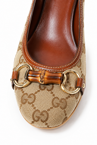 Gucci shoes for women Brown GG fabric & leather Pumps 138711 (GGW1572)