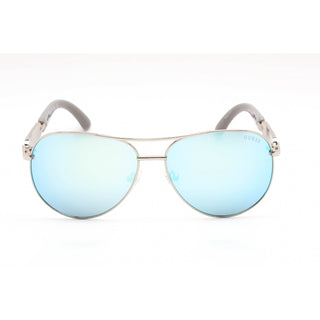 Guess GU7295 Sunglasses Shiny Dark Nickeltin / Blue Mirror-AmbrogioShoes