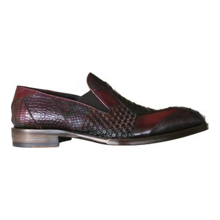 Jo Ghost 4992 Men's Shoes Burgundy Multi Texture Print Leather Loafers (JG5366)-AmbrogioShoes