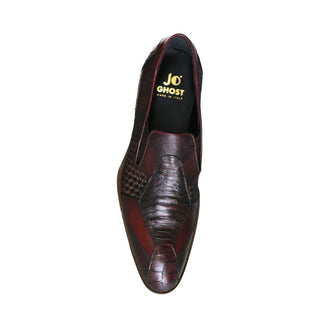 Jo Ghost 4992 Men's Shoes Burgundy Multi Texture Print Leather Loafers (JG5366)-AmbrogioShoes