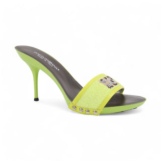 Dolce & Gabbana 4833 Women's Shoes Green Olive Fabric & Calf-Skin Leather High-Heel Sandals (DGW63)