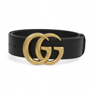 Gucci 397660 Belt Black Nappa Leather with Polished Golden Double G Buckle 4CM (GGB1015)