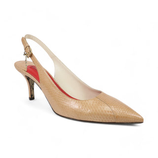 Cesare Paciotti Women's Hand Strass Beige Snake-Skin Sling Pumps PB801970Y (CPW605)