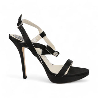 Christian Dior Serenade  Women's Shoes Black Satin Sandals (CDW62)