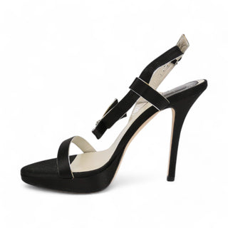 Christian Dior Serenade  Women's Shoes Black Satin Sandals (CDW62)