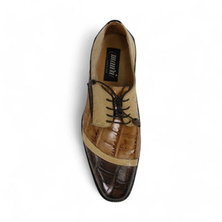 Mauri Swag 3064 Men's Shoes T.Moro, Bone & Brandy Exotic Alligator / Ostrich Leg Derby Oxfords (MA5261)