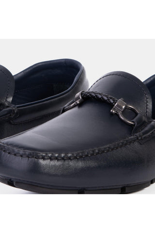 Vinci Pavia Leather Horse-Bit Loafer - Navy