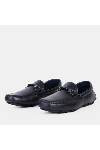 Vinci Pavia Leather Horse-Bit Loafer - Navy