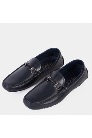 Vinci Pavia Leather Horse-Bit Loafer - Navy