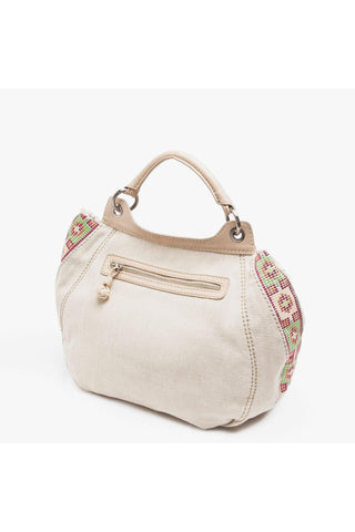 Isabella Fiore Handbag Natural Linen Santa Fe Maya Satchel (IFH114)