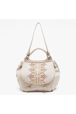 Isabella Fiore Handbag Natural Linen Santa Fe Maya Satchel (IFH114)