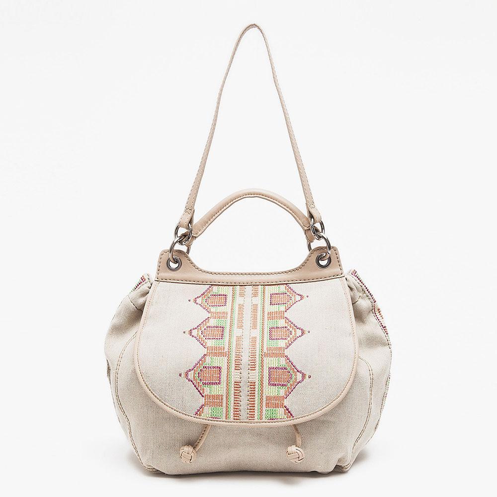 Isabella Fiore Handbag Natural Linen Santa Fe Maya Satchel (IFH114