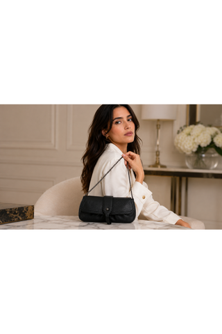 JP Tods Leather Evening Handbag Black (TD1743)