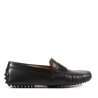 JP Tods Mens Shoes Gommini Driving Leather Loafers Black Round (TDM20)-AmbrogioShoes