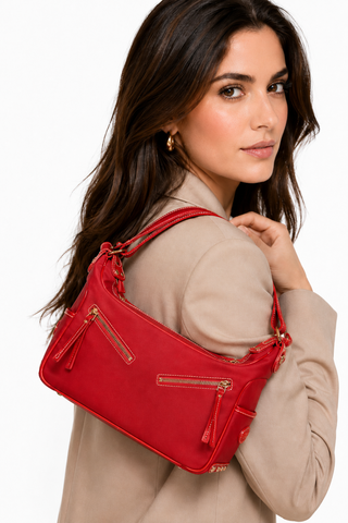 JP Tods handbag Leather & Micro Handbag Miky Zip Piccola Red (TD1737)