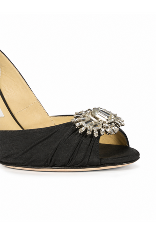 Jimmy Choo Black Satin & Leather High Heel Sandals (JCW09)
