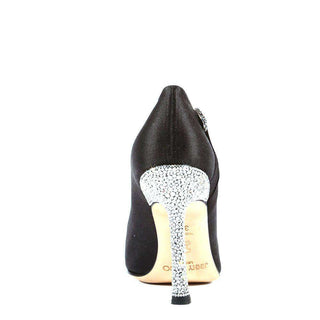 Jimmy Choo Designer Strassed Women Shoes Black Satin Pumps (JCWCRY06)-AmbrogioShoes