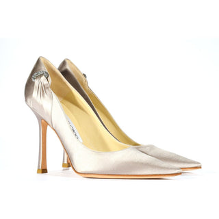 Jimmy Choo Silver Satin & Leather Pumps (JCW07)-AmbrogioShoes