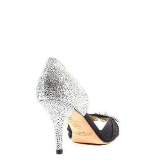 Jimmy Choo Designer Strassed Women Shoes Black Crepe De Chine Swarovski (JCWCRY08)-AmbrogioShoes