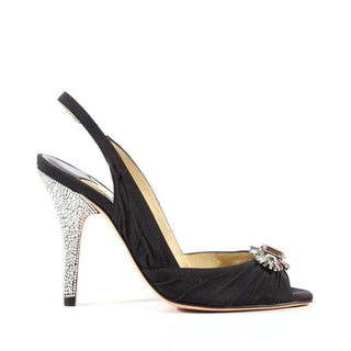 Jimmy Choo Black Hand Strass Crystal Sling Shoes (JCWCRY09)-AmbrogioShoes