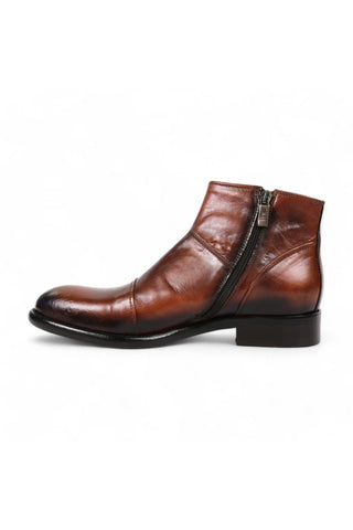 Jo Ghost 1224 Brown Leather Laceless Ankle Boots (JG5355)