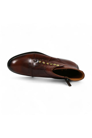 Jo Ghost 1224 Brown Leather Laceless Ankle Boots (JG5355)
