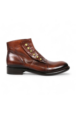 Jo Ghost 1224 Brown Leather Laceless Ankle Boots (JG5355)