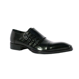 Jo Ghost 1552 Men's Shoes Montalcino Black Calf-Skin Leather Monk-Straps Loafers (JG5320)-AmbrogioShoes