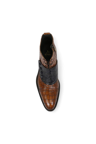 Jo Ghost 1788 Luisiana Crocodile Embossed Leather Ankle Boots (JG5322)